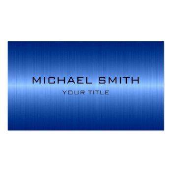 Small Custom Monogram Cool Blue Stainless Steel Metal Business Card Front View