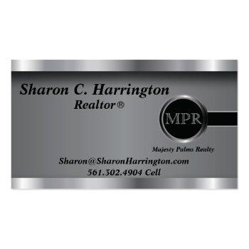 Small Custom Order  - Executive Black Steel Monogram Business Card Front View