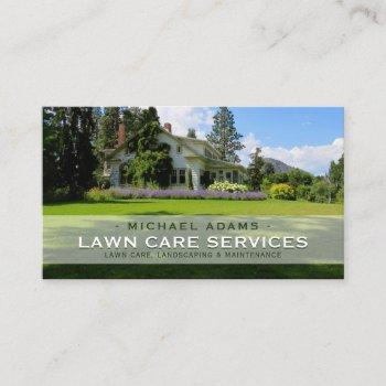 custom photo lawn care & landscaping business card