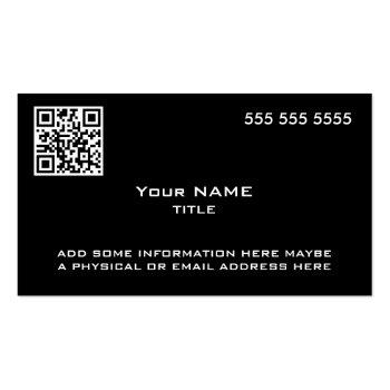Small Custom Qr Code Modern Black White Business Card Front View