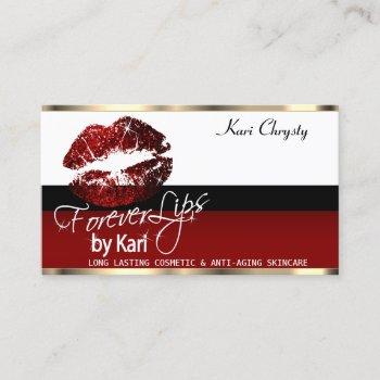 custom - red, black & white with cinnamon red lip  business card