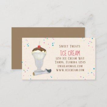 custom simple pink ice cream sundae minimal business card