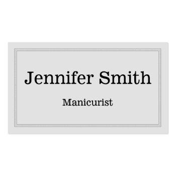 Small Customizable & Clean Manicurist Business Card Front View
