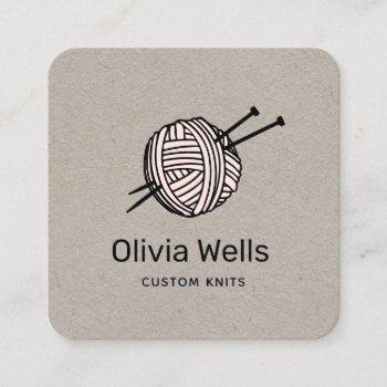 customizable color knitters knitting crochet ball  square business card