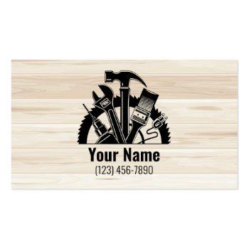 Small Customizable Handyman Tools Wood V1 Business Card Magnet Front View