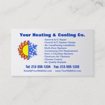 customizable heating & cooling business card