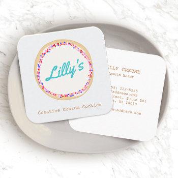 Small Customized Bakery Personalized Cookie Logo Square Business Card Front View