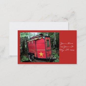 customized red gypsy tiny caravan business card