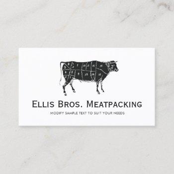 cut angus beef cow diagram business card