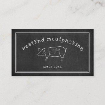 cut pig diagram butcher shop chalkboard business card