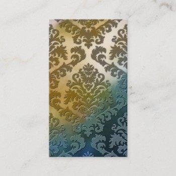 cut velvet, satin abstract in gold and blue business card