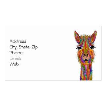 Small Cute And Colorful Llama Business Card Back View