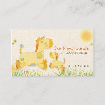 cute baby giraffes childcare daycare center business card