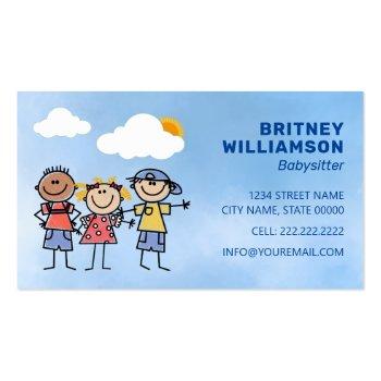 Small Cute Babysitter Childcare Business Card Front View