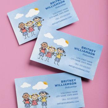 cute babysitter childcare business card