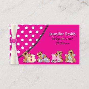 cute babysitter or childcare business card