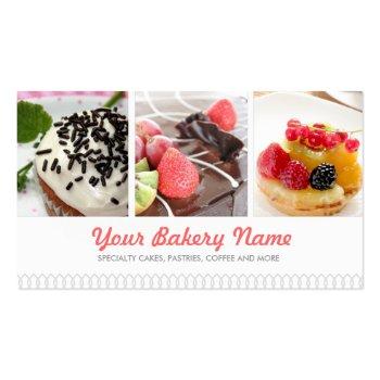 Small Cute Bakery Business Card With 4 Photos Front View