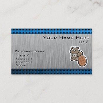 cute beaver; metal-look business card