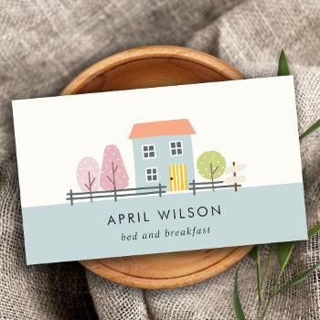 cute blue blush garden home stay bed & breakfast business card