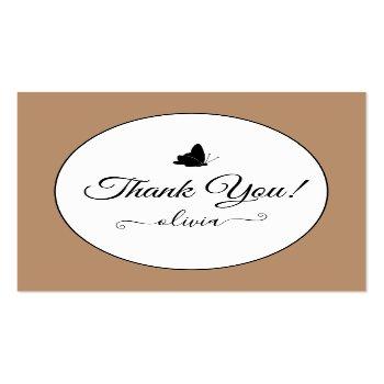 Small Cute Butterfly Thank You Labels Cream Beige Tan Front View