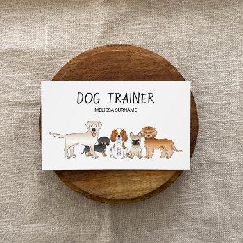 Small Cute Cartoon Dogs Illustration - Dog Trainer Business Card Front View
