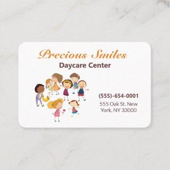 cute cartoon playing children daycare childcare business card