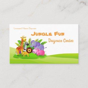 cute cartoon safari animals child daycare business card
