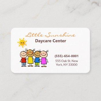 cute cartoon stick children daycare childcare business card