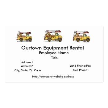 Small Cute Cherry Picker Truck Business Card Front View
