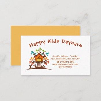 cute child daycare childcare treehouse business card