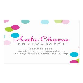 Small Cute Colorful Confetti Bold Spot Pink Lime Green Square Business Card Front View