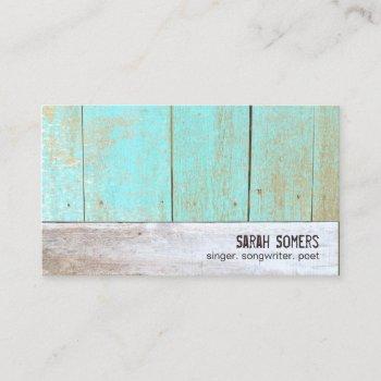 cute country rustic reclaimed turquoise wood business card