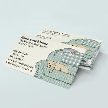 cute dog and cat pet sitting animal care services business card