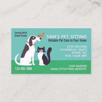 cute dog cat and bird | animal lover's pet sitting business card