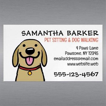 cute dog pet sitting animal care labrador cartoon business card magnet