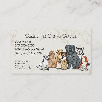 cute dogs pet sitting service business card
