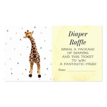 Small Cute Giraffe Diaper Raffle Baby Shower Ticket Front View