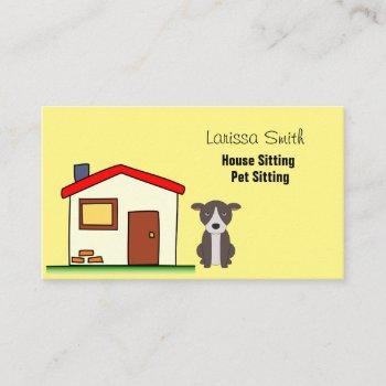 cute house and pet sitting business card