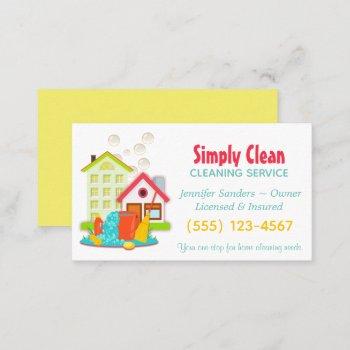 cute house cleaning service business card