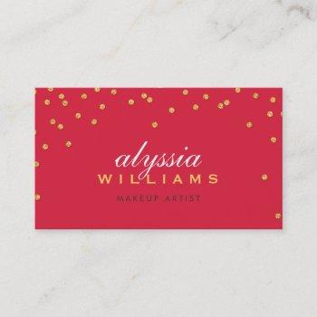 cute mini confetti gold sparkly glitter bright red business card