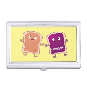 cute peanut butter and jelly sandwich cartoon business card case