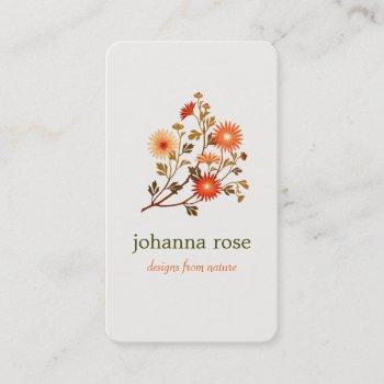 cute retro wildflowers floral business card