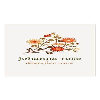 Small Cute Retro Wildflowers Floral Business Card Front View