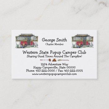 cute rv vintage popup camper travel trailer business card