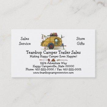cute rv vintage teardrop  camper travel trailer business card