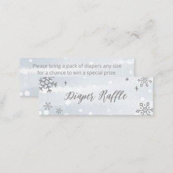 cute snowflakes winter baby shower diaper raffle mini business card