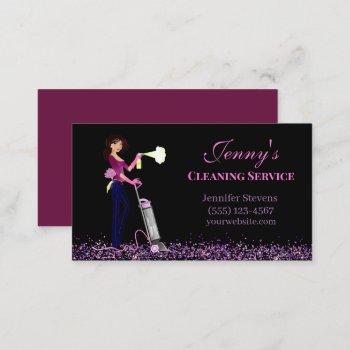 cute sparkle maid cleaning service business card