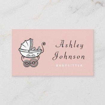 cute stroller pretty chic babysitter nanny sweet business card