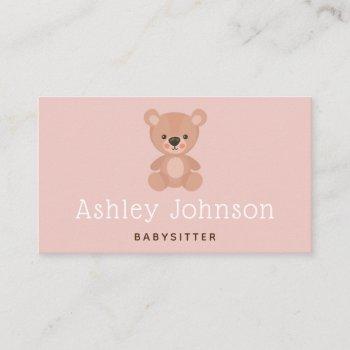 cute teddy bear babysitter nanny adorable sweet business card