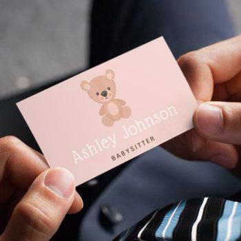cute teddy bear babysitter nanny adorable sweet business card